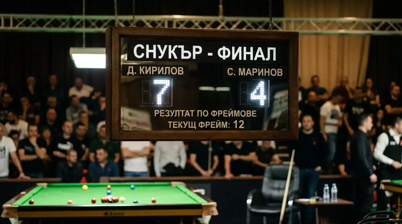 Електронно табло с резултата по фреймове в снукър мач